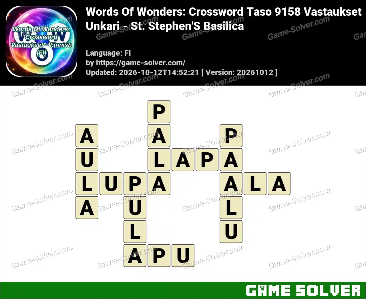 Words Of Wonders: Crossword Taso 9158 Vastaukset – Unkari – St. Stephen’S Basilica